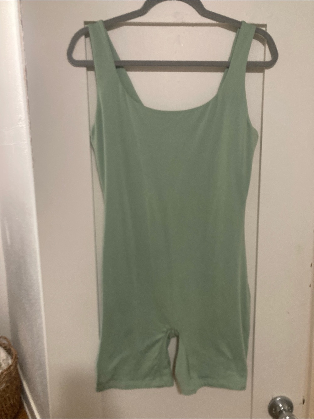 Scoop Neck Bodysuit Romper in Sage Green